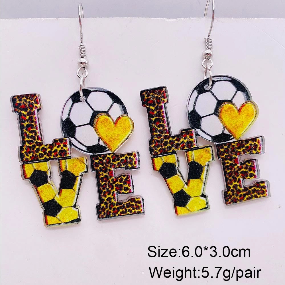 Wholesale Football Leopard Print Acrylic Earrings