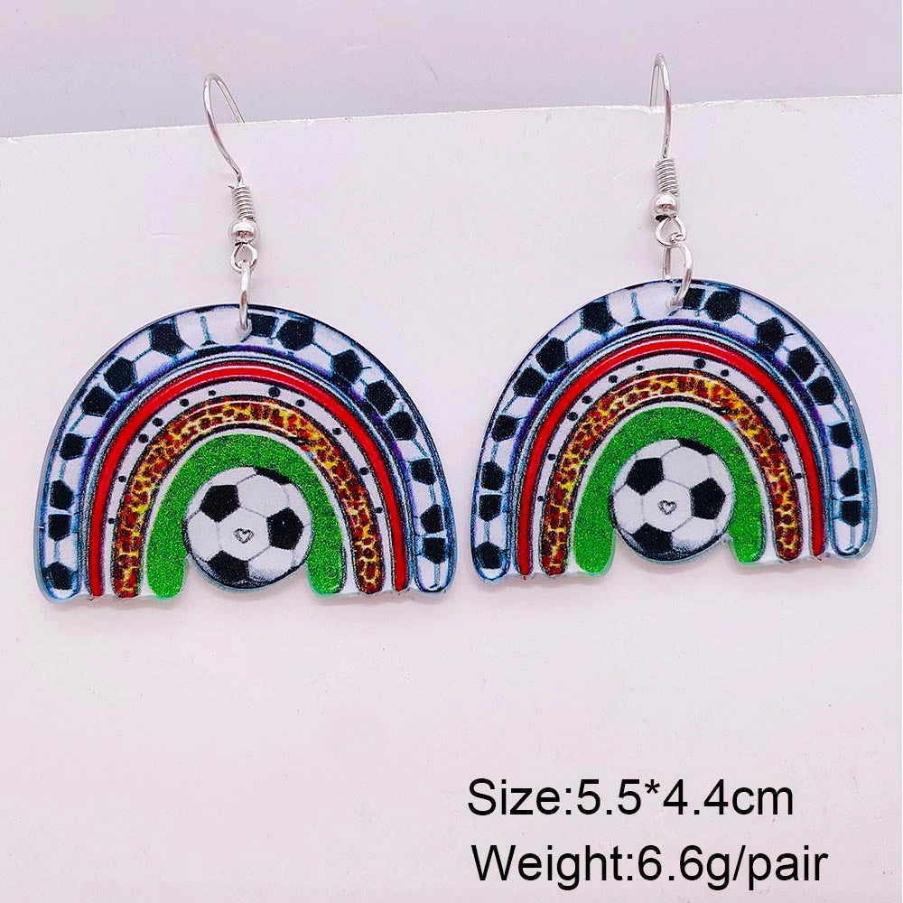 Wholesale Football Leopard Print Acrylic Earrings