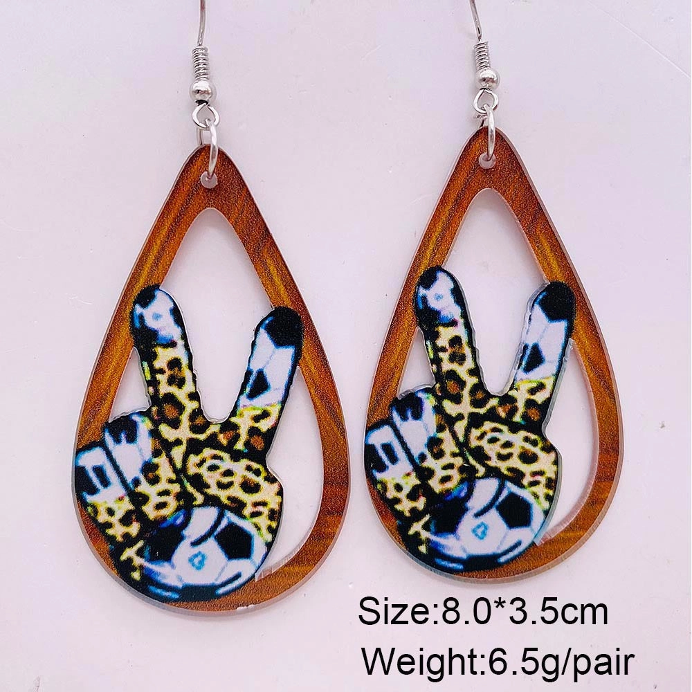 Wholesale Football Leopard Print Acrylic Earrings