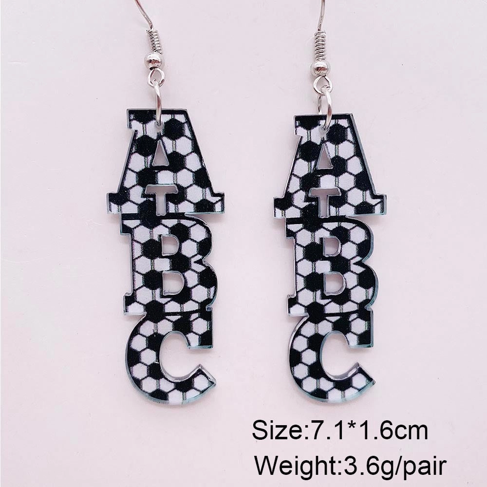 Wholesale Football Leopard Print Acrylic Earrings