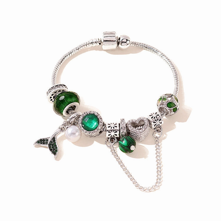 Wholesale Forest Green Girly Mermaid Beaded Pearl Bracelet
