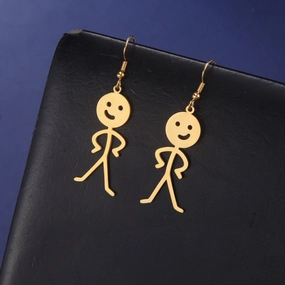 Wholesale Fork Waist Small People Stainless Steel Earrings