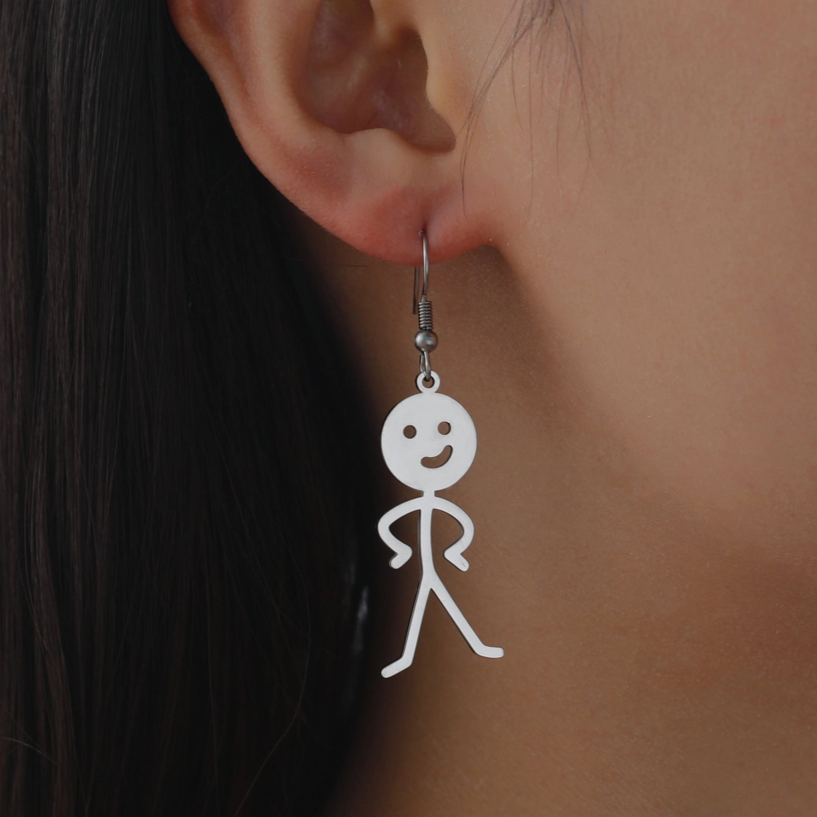 Wholesale Fork Waist Small People Stainless Steel Earrings