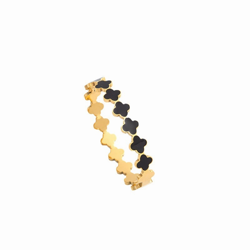 Wholesale Four Leaf Clover Love Gold Plated Titanium Steel Bracelet