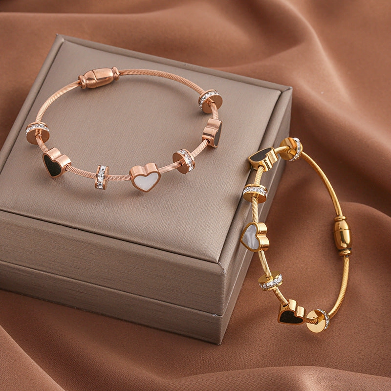 Wholesale Four Leaf Clover Love Gold Plated Titanium Steel Bracelet