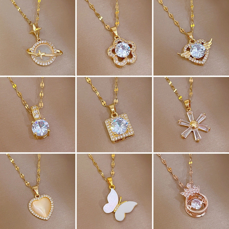 Wholesale Four Leaf Flower Titanium Steel Necklaces