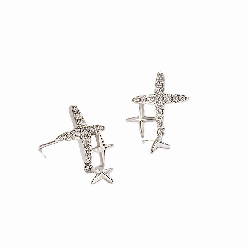 Wholesale Four Pointed Star Diamond Copper Earrings