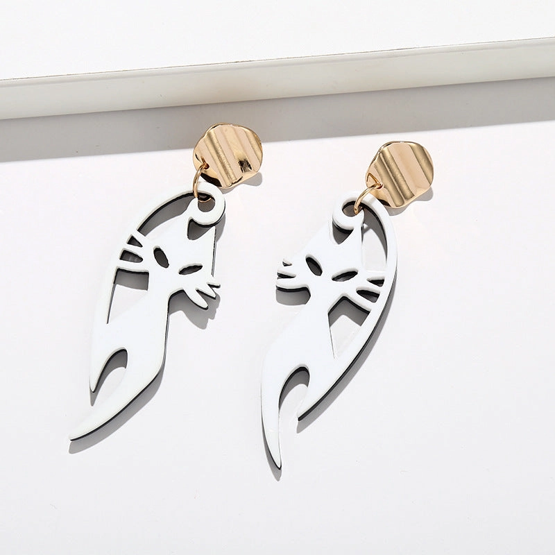 Wholesale Fox Animal Acrylic Metal Earrings