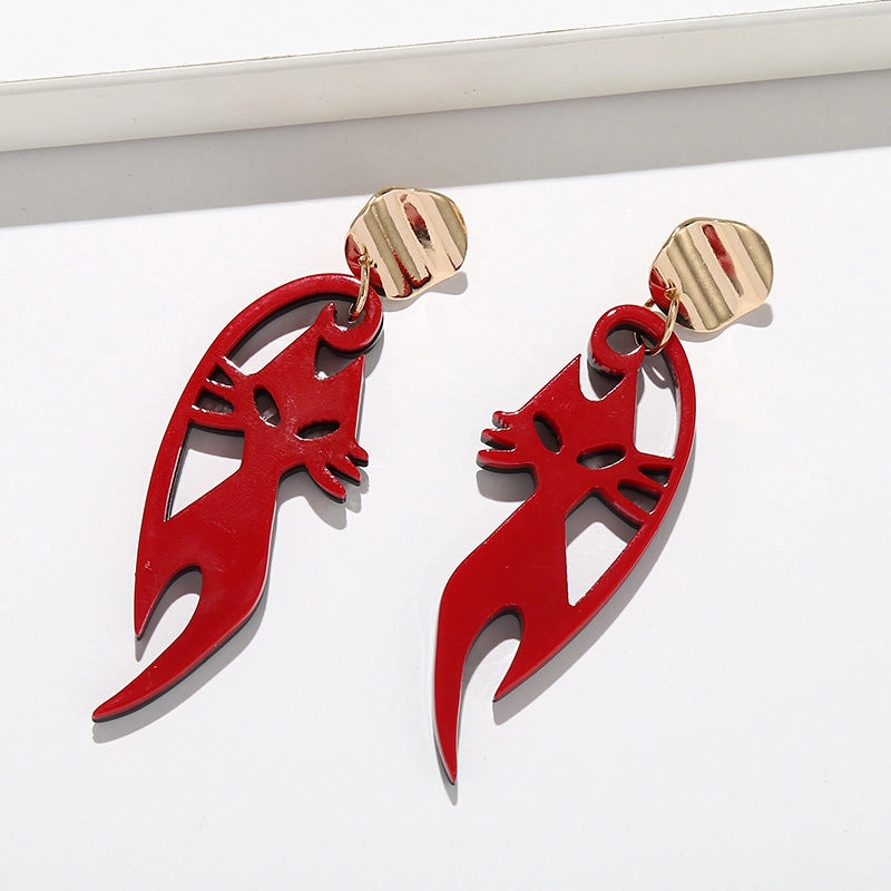 Wholesale Fox Animal Acrylic Metal Earrings
