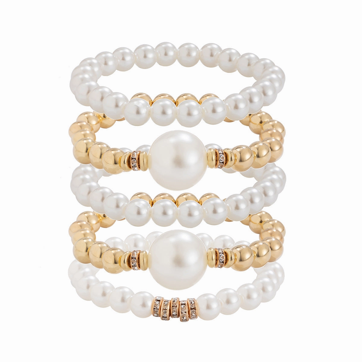 Wholesale French Beaded Bracelet Set Temperament Large Round Beads Inlaid Bracelet Jewelry