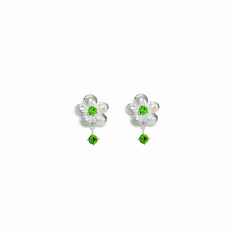 Wholesale French Flower Studded Diamond Alloy Earrings
