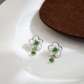 Wholesale French Flower Studded Diamond Alloy Earrings