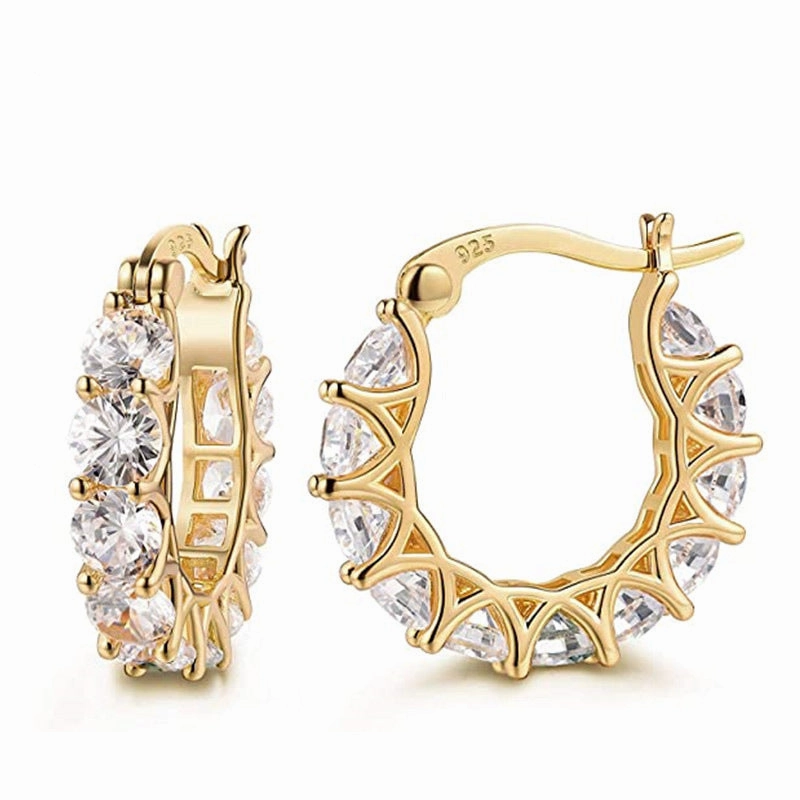 Wholesale French Full Paved Zircon U Shape Copper Earrings