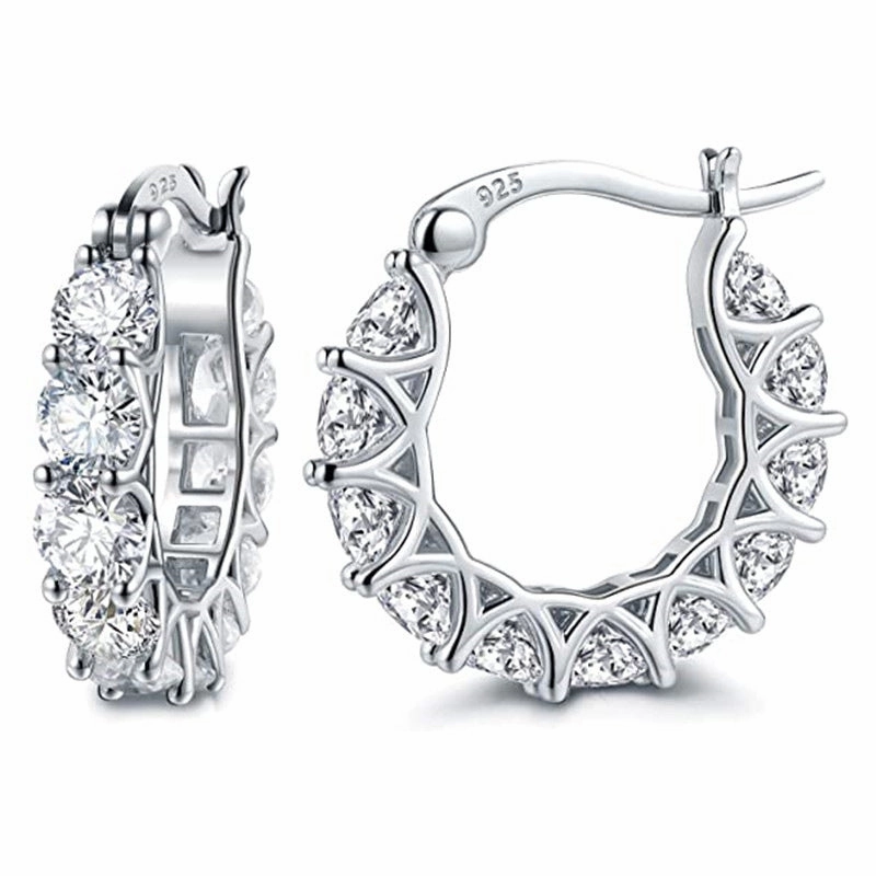 Wholesale French Full Paved Zircon U Shape Copper Earrings