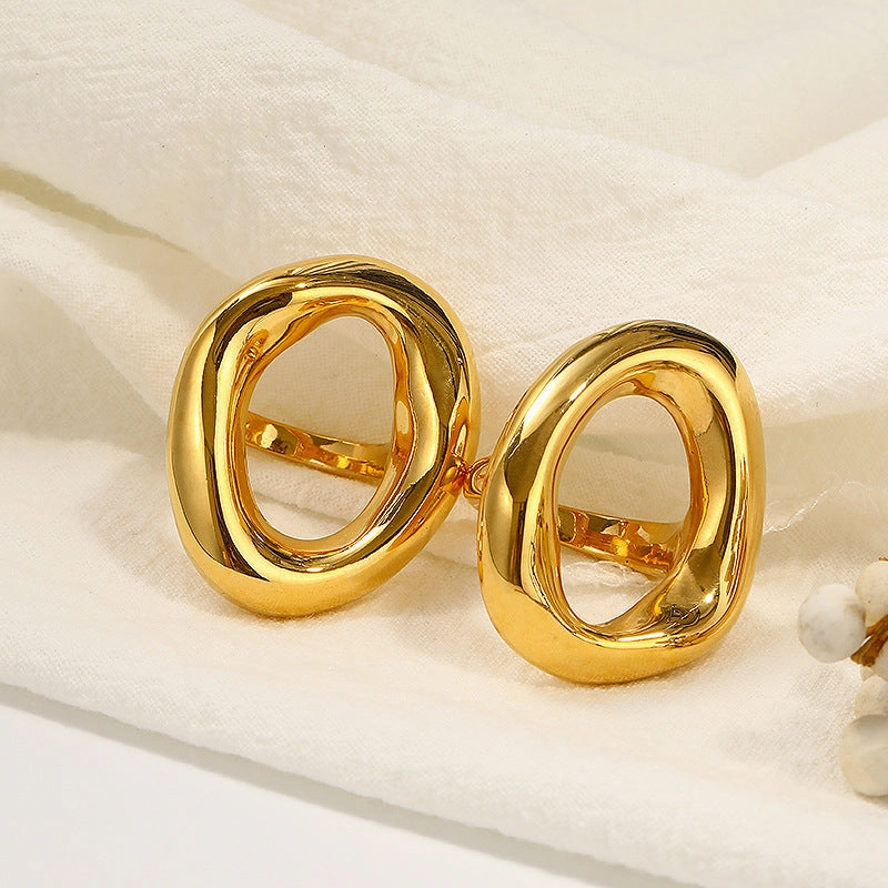 Wholesale French Irregular Titanium Steel 18k Gold Plated Ring