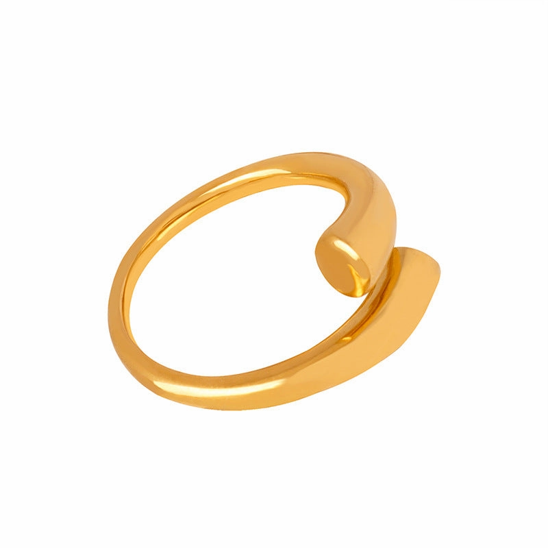 Wholesale French niche design plain circle geometric face ring stainless steel ring