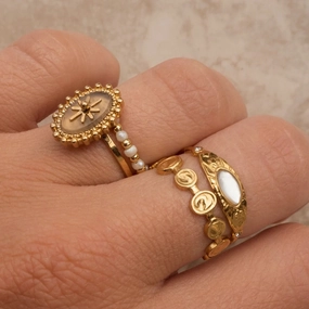 Wholesale French retro stainless steel zircon open ring