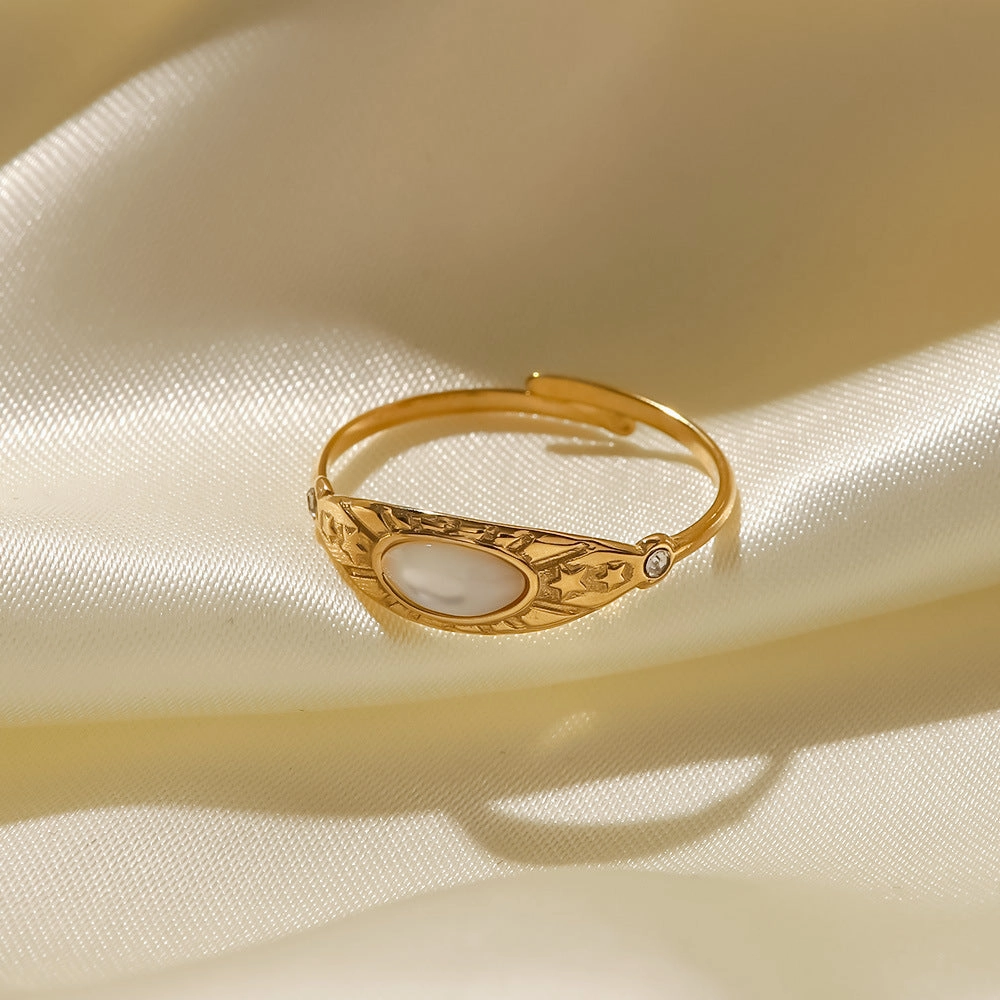 Wholesale French retro stainless steel zircon open ring