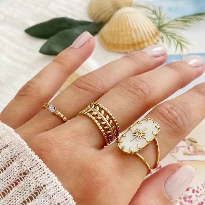 Wholesale French Style Titanium Steel Plated Non Ring