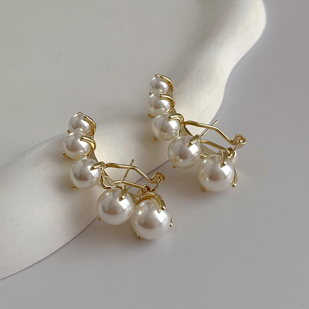 Wholesale French Vintage Imitation Pearl Clip/cuff Earrings