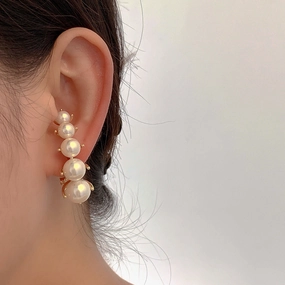 Wholesale French Vintage Imitation Pearl Clip/cuff Earrings