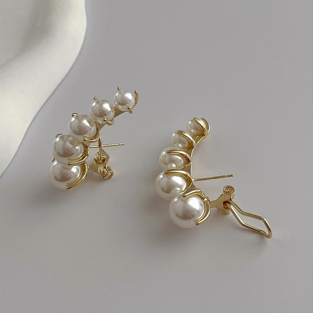 Wholesale French Vintage Imitation Pearl Clip/cuff Earrings