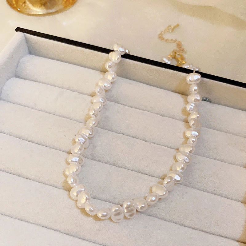 Wholesale French Vintage Pearl Flower Love Necklace Clavicle Chain