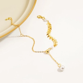 Wholesale French Vintage Pearl Wheat Ear Titanium Steel Bracelet