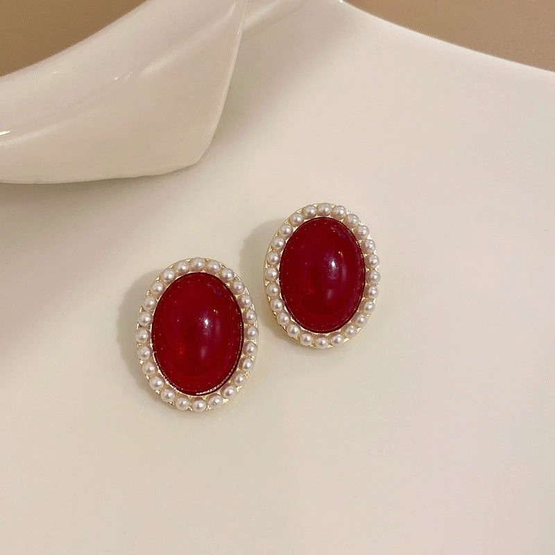 Wholesale French Vintage Simple Pearl Alloy Earrings