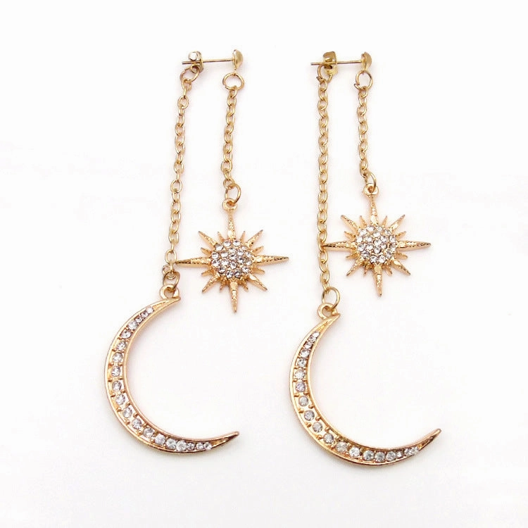 Wholesale Fresh Diamond Crescent Alloy Earrings