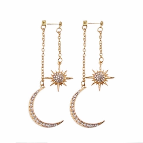 Wholesale Fresh Diamond Crescent Alloy Earrings