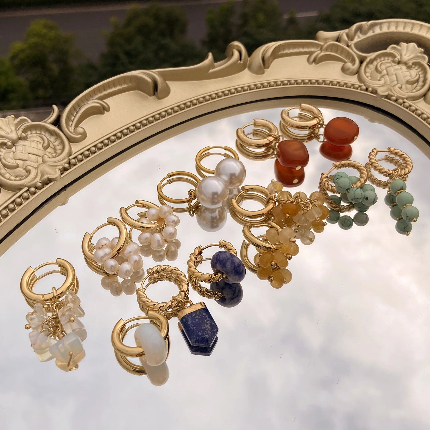Wholesale Freshwater Pearl Element Alloy Earrings