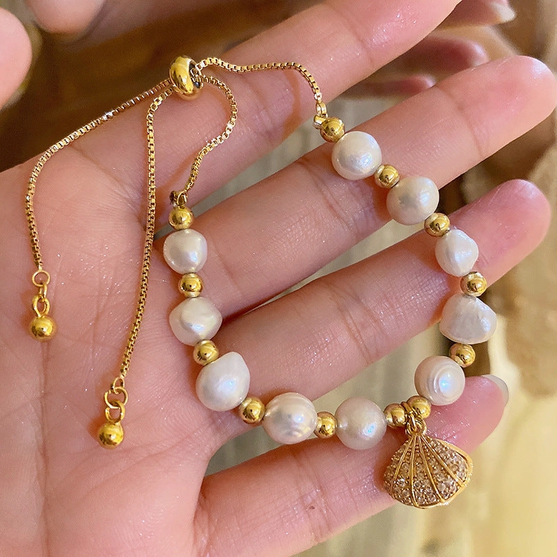 Wholesale Freshwater Pearl Round Bead Fishtail Bracelet