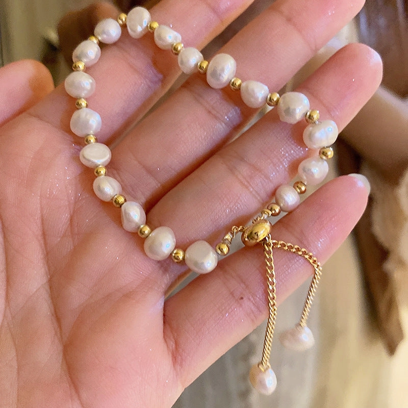 Wholesale Freshwater Pearl Round Bead Fishtail Bracelet