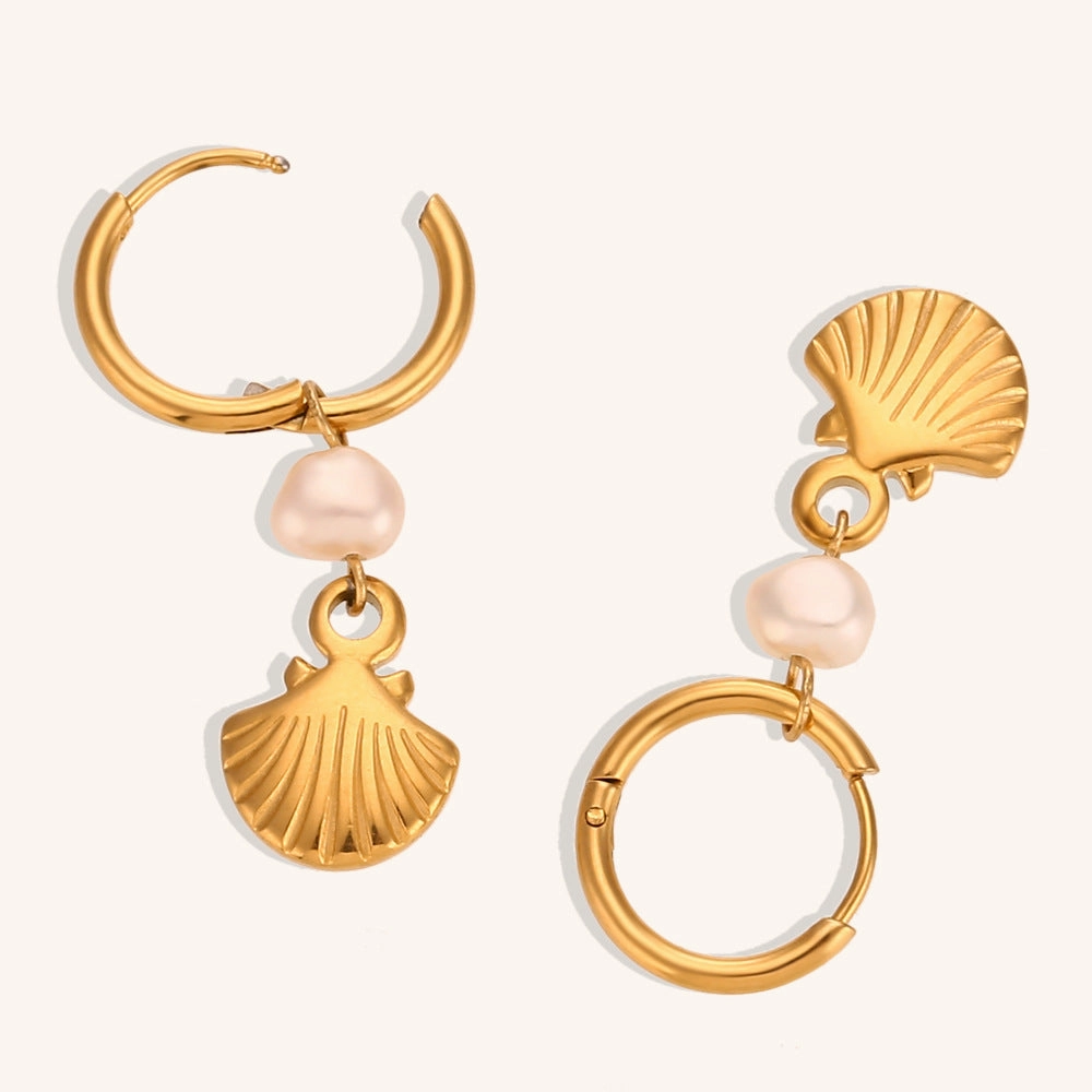 Wholesale Freshwater Pearl Shell Pendant Stainless Steel 18K Gold Plated Necklaces
