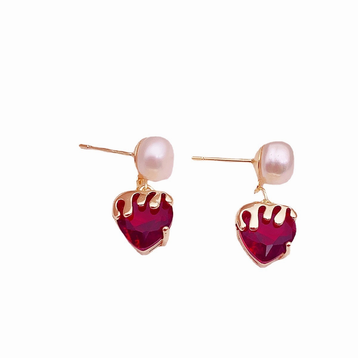 Wholesale Freshwater Pearl Zircon Heart Earrings
