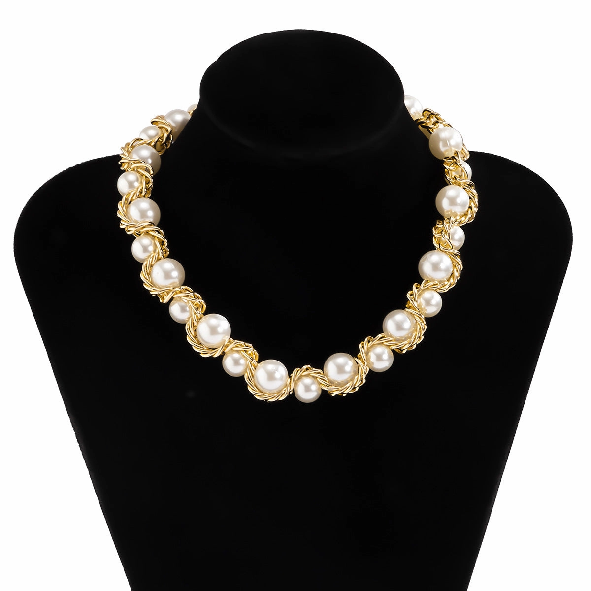 Wholesale Fried Dough Twists Chain Pearl Aluminum Necklace