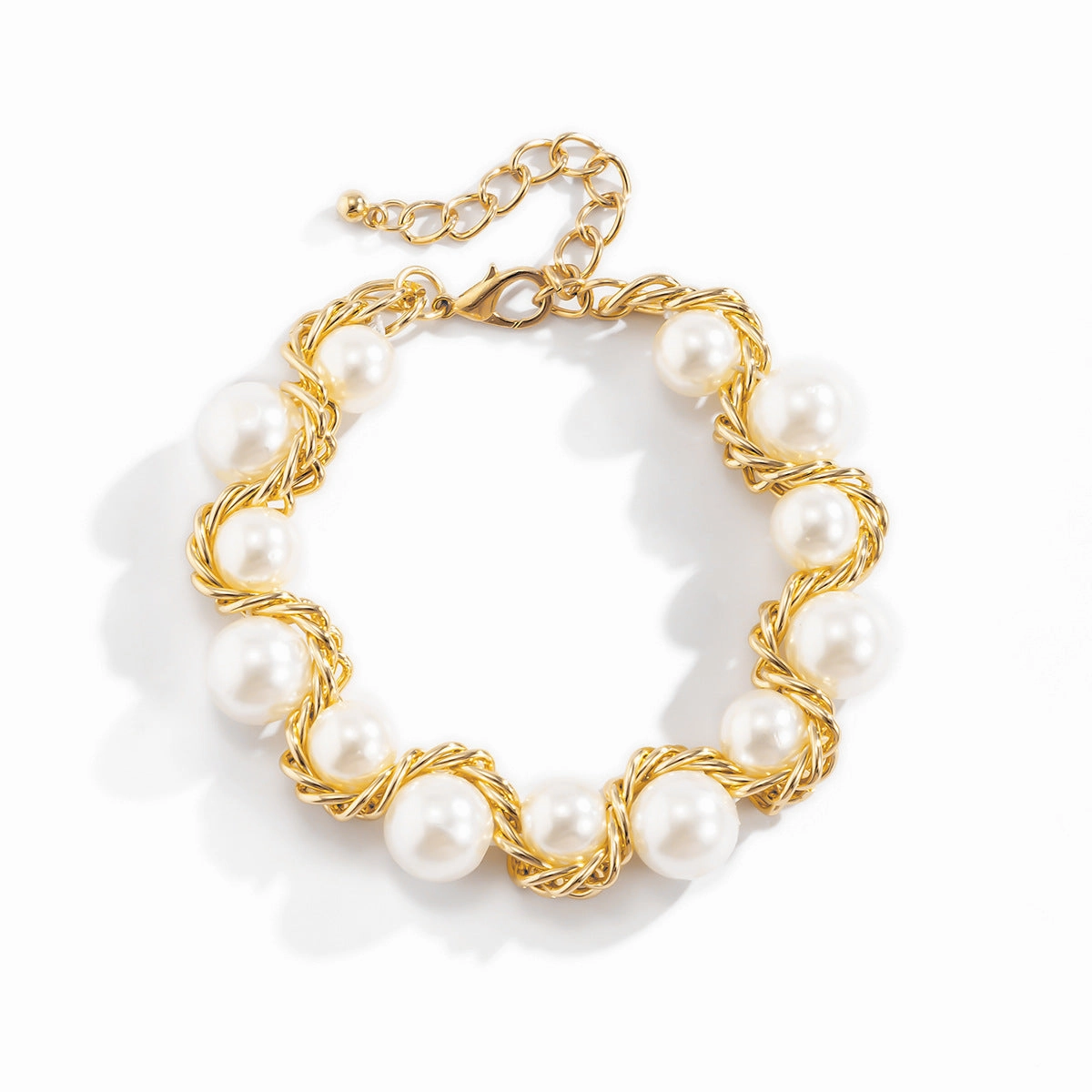 Wholesale Fried Dough Twists Chain Pearl Aluminum Necklace