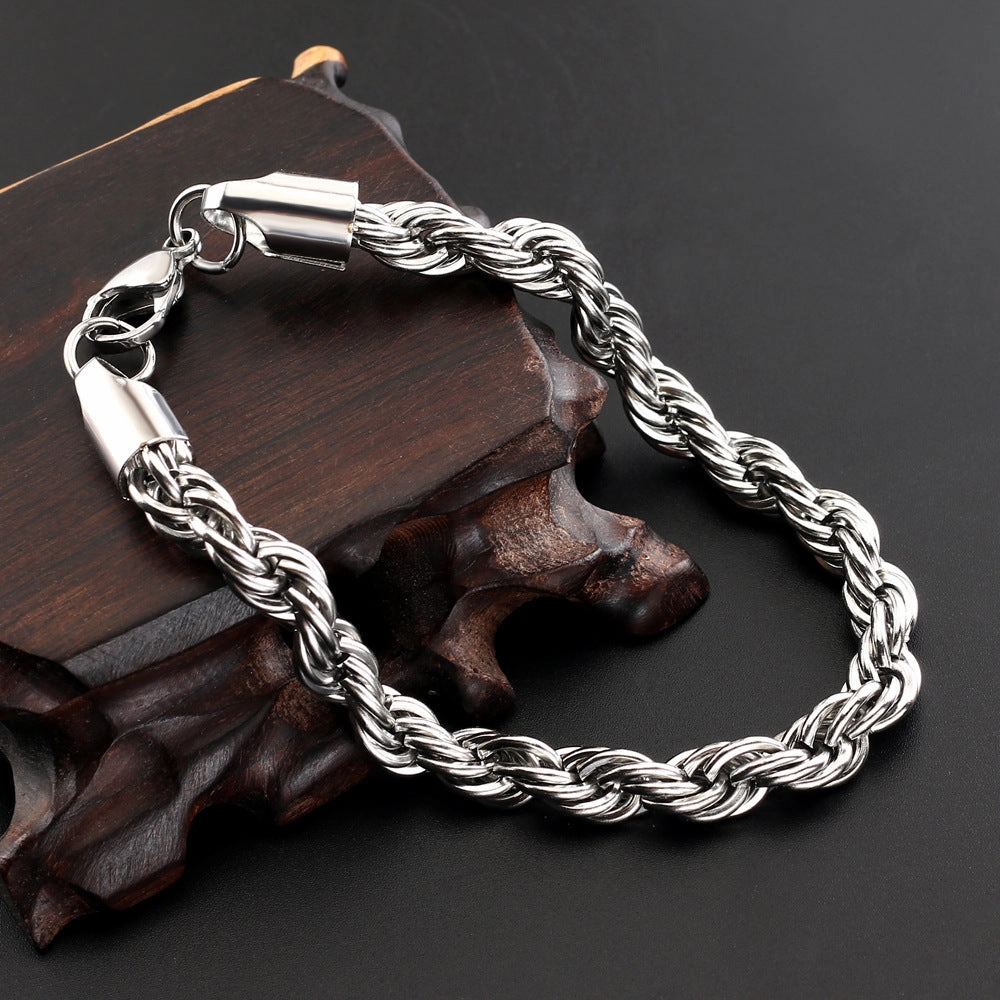Wholesale Fried Dough Twists Hip Hop Stainless Steel Bracelet