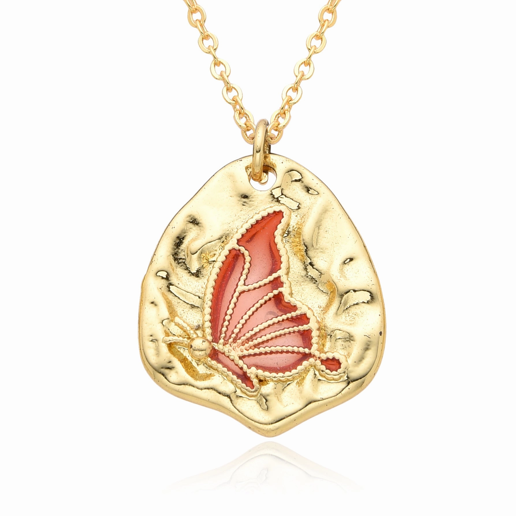 Wholesale Friendship Fossil Drop Oil Micropaved Color Butterfly Necklace