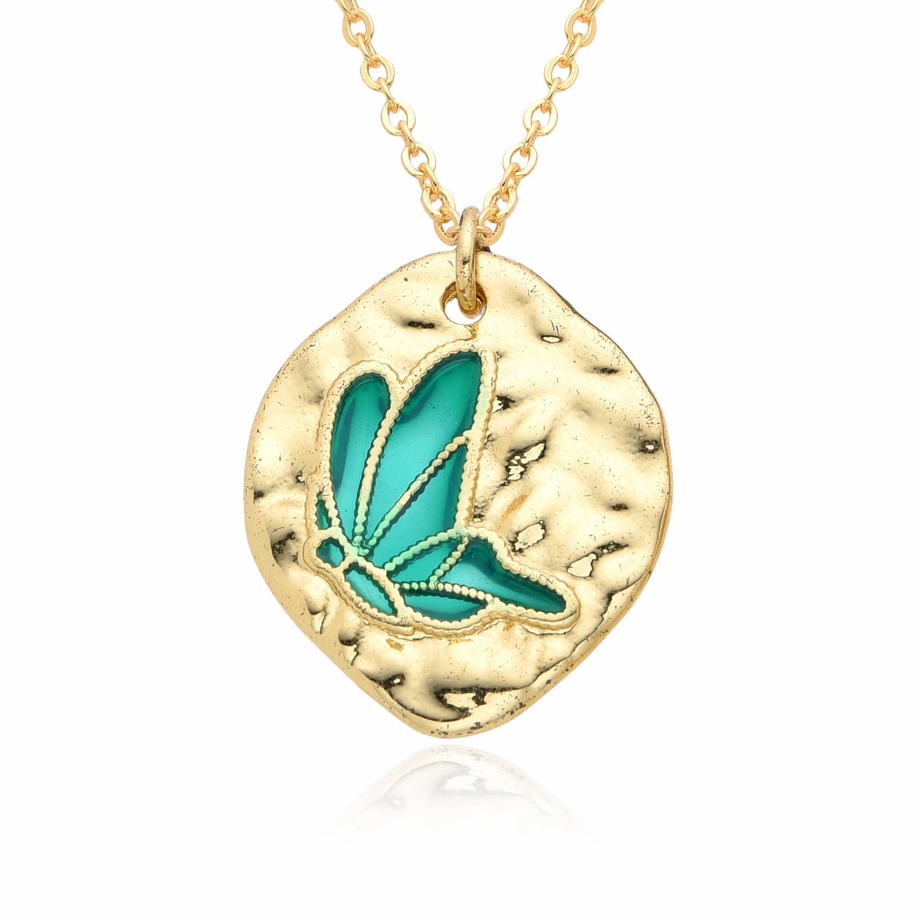 Wholesale Friendship Fossil Drop Oil Micropaved Color Butterfly Necklace