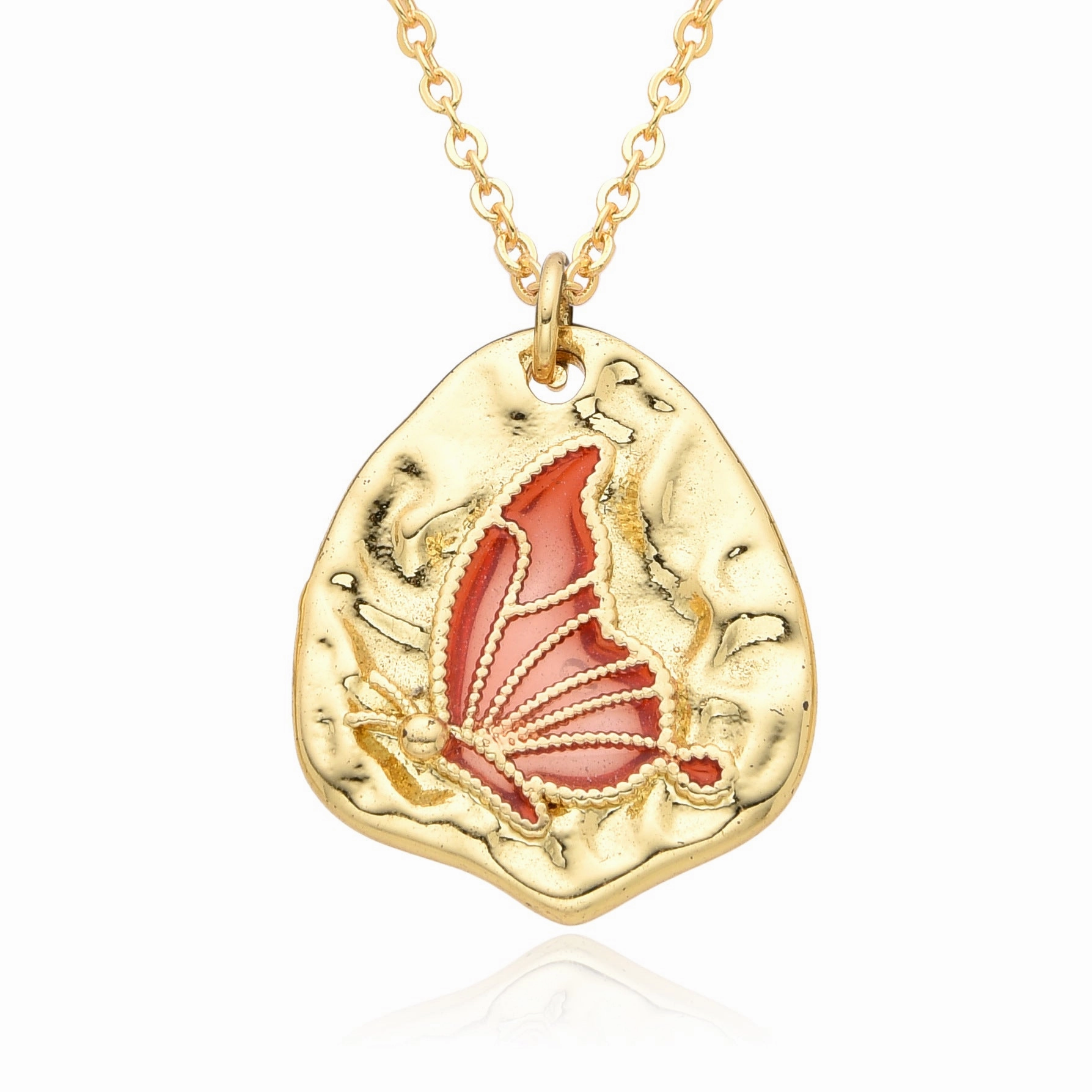 Wholesale Friendship Fossil Drop Oil Micropaved Color Butterfly Necklace