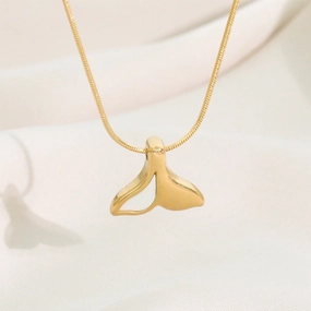 Wholesale Fritillary Fishtail Titanium Steel 18k Gold Snake Bone Chain Necklace