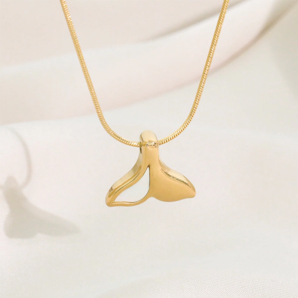 Wholesale Fritillary Fishtail Titanium Steel 18k Gold Snake Bone Chain Necklace