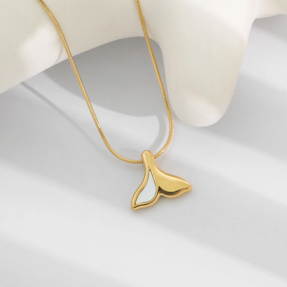 Wholesale Fritillary Fishtail Titanium Steel 18k Gold Snake Bone Chain Necklace