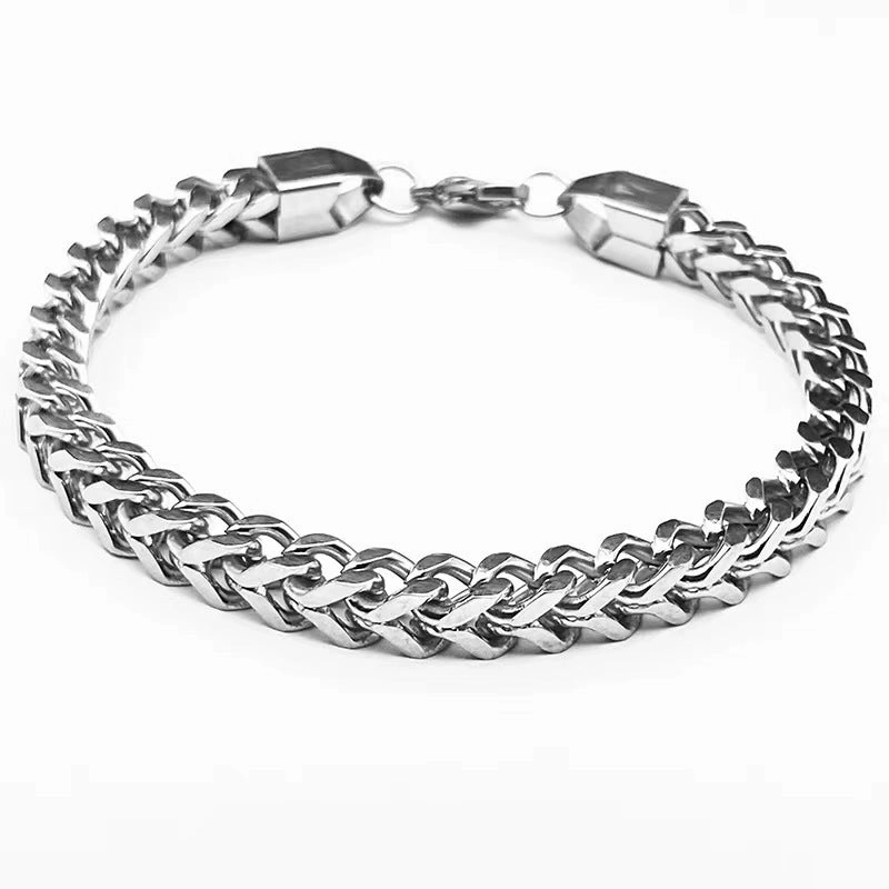Wholesale Front and Back Chain 6mm Stainless Steel Bracelet