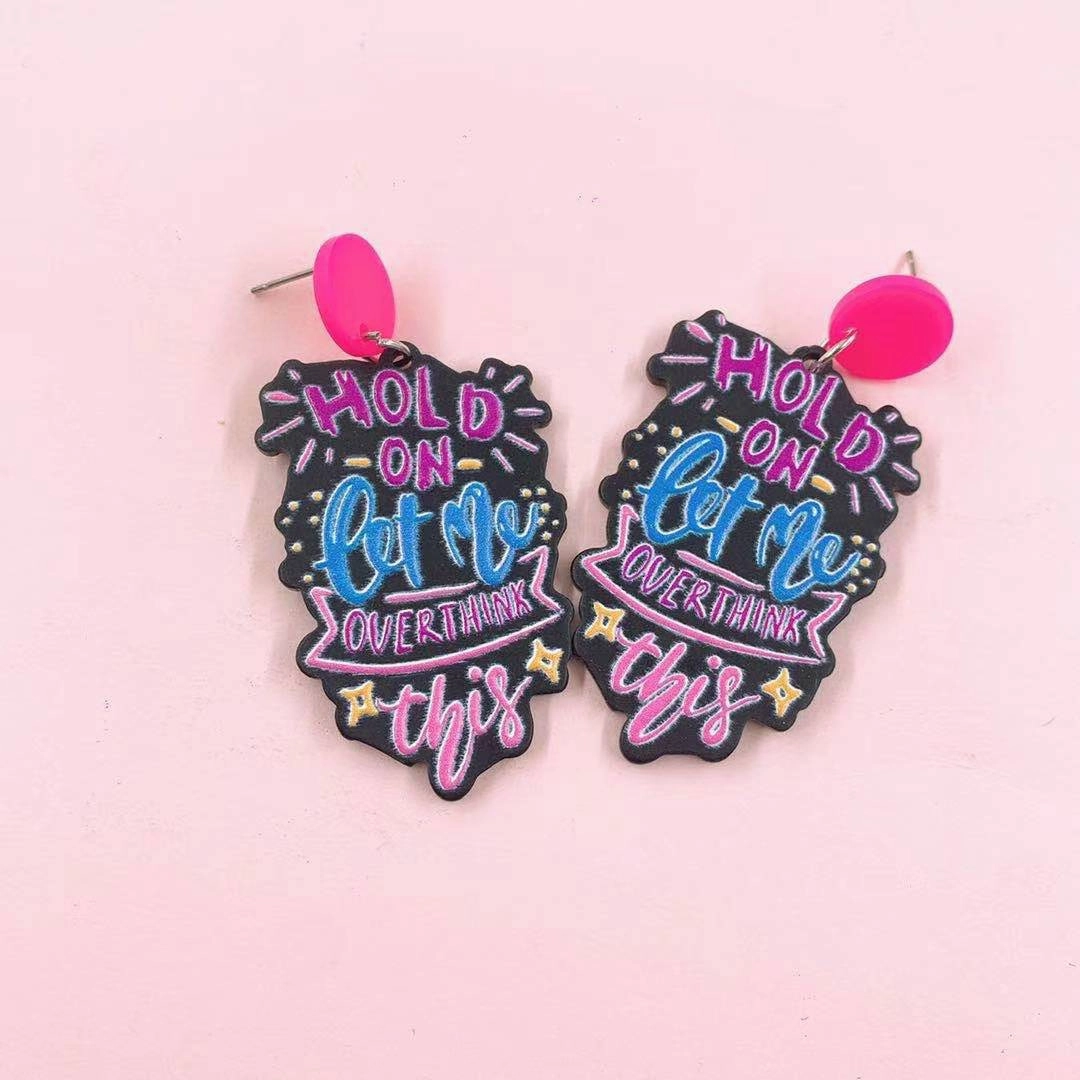Wholesale Frosted Acrylic Printed Earrings