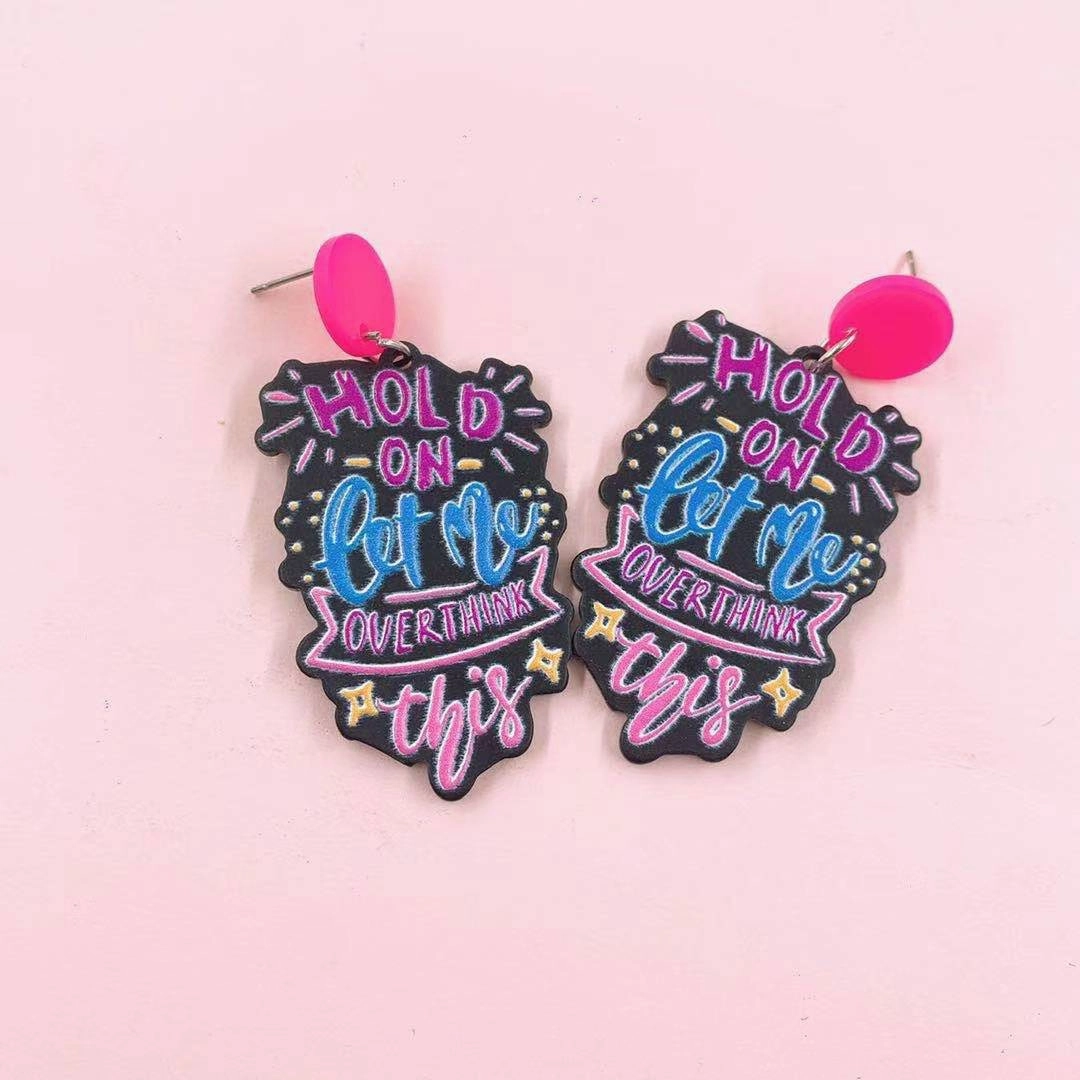 Wholesale Frosted Acrylic Printed Earrings