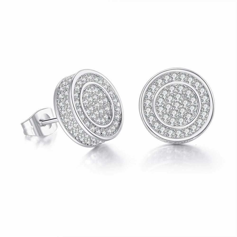 Wholesale Full CZ Micropaved Men's Gold Plated Earrings