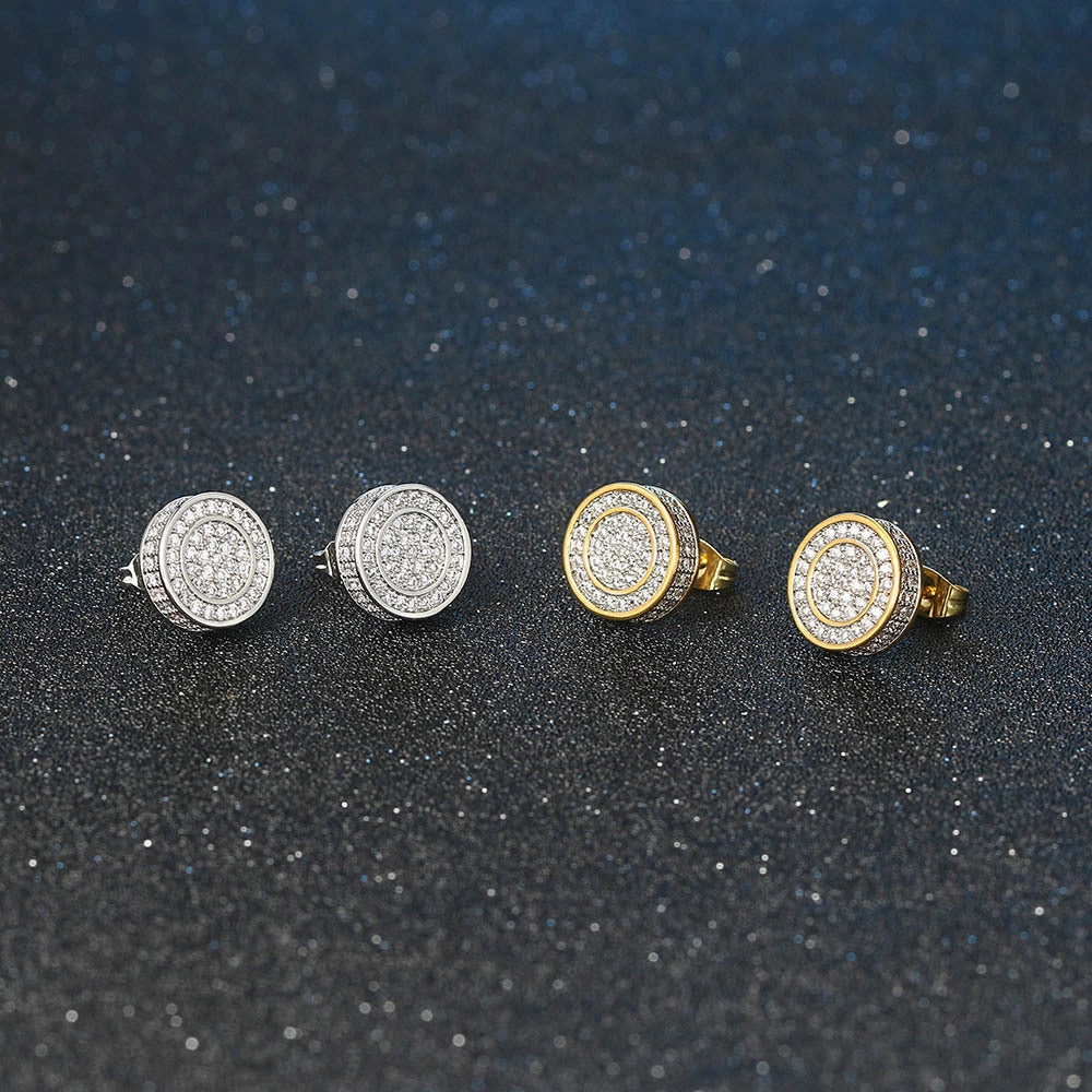Wholesale Full CZ Micropaved Men's Gold Plated Earrings